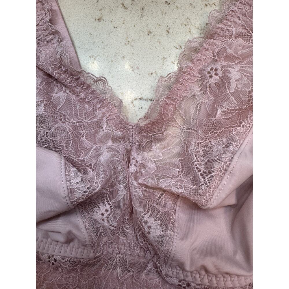 Breezies Soft Support Lace Wirefree Bra 1X Pink A676780 No Padding - Picture 3 of 10